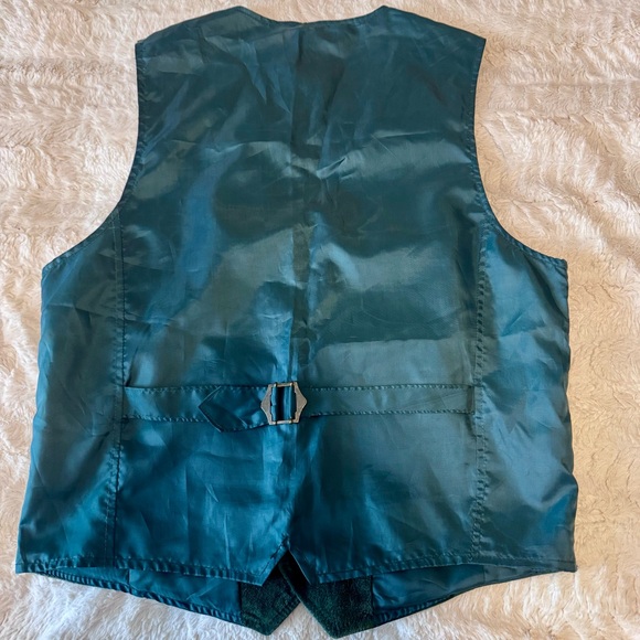 Vintage 80s Wilsons Green Suede Vest Leather Western Rockabilly Tailored medium - Picture 4 of 6